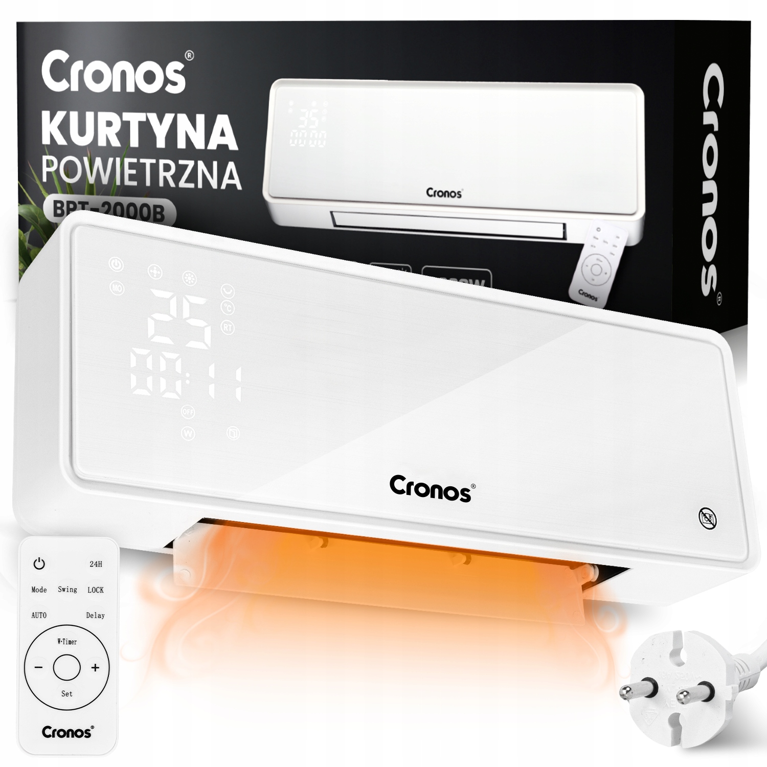 VZDUCHOVÁ CLONA OHRIEVAČ VENTILÁTORA ELEKTRICKÝ OHRIEVAČ 2000W + DIAĽKOVÉ OVLÁDANIE
